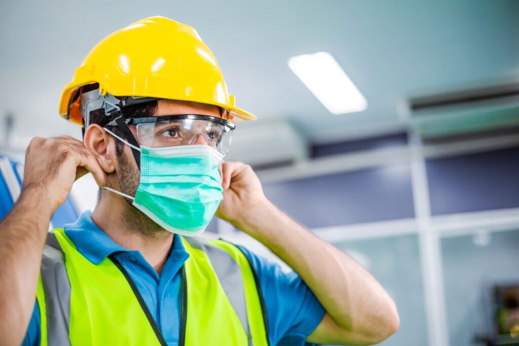 factory man wearing medical face mask